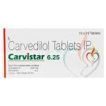  カービスター　Carvistar、ジェネリックコレグ　Coreg、カルベジロール　6.25mg　箱